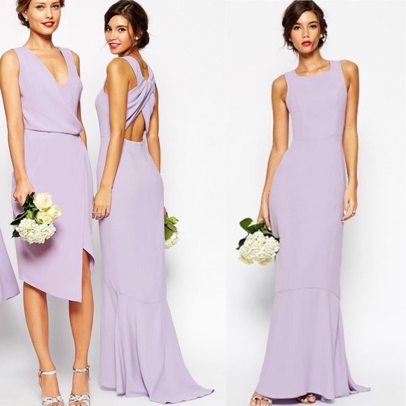 ASOS Lilac Open Back Cross Back Maxi Dress Mermaid 10 - Picture 1 of 9